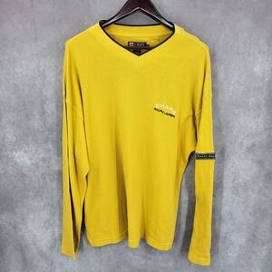 Chaps Ralph Lauren Sweater Mens XL Yellow V Neck Pullover Long Sleeve Preppy